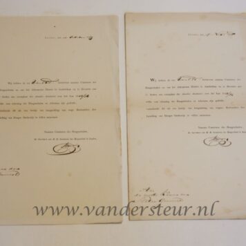 DOZY Zes brieven van de curator der hogeschool te Leiden, Dozy, 1854, 1855, 1859, 1857, 1852, 1860, deels gedrukt.