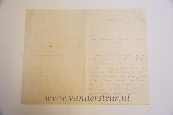 EDELING Brief van L.W. Edeling-Stellenaar te Rotterdam. 1901, 3 p.