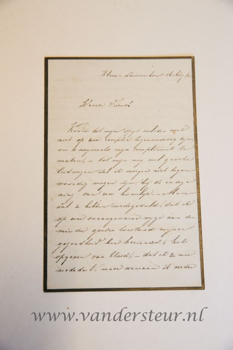 ENSCHEDÉ Brief van L.W. Enschedé (1841-1882), Klein Leeuwenhorst 1865, o.a. betreffende zijn gezondheid. 8(, 3 p.