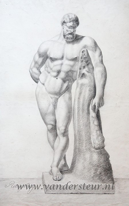  - REINGELING Tekening door ... Reingeling, een Grieks beeld, ca. 1880, academietekening van het Genootschap Mathesis Scientiarum Genitrix te Leiden, 70x50 cm.