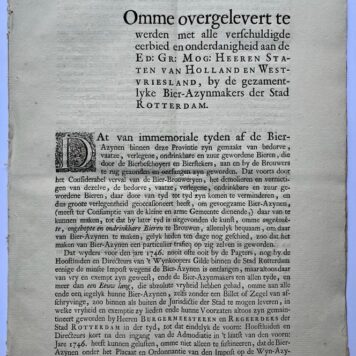 Memorie van de bier-azijnmakers te Rotterdam d.d. sept. 1749.