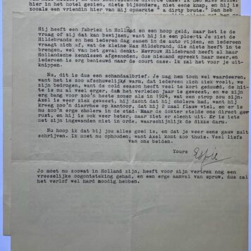 Typed letter of Espie to L. Ali Cohen d.d. Calcutta 1928