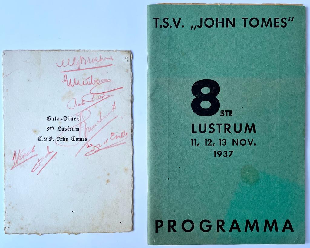  - Students Utrecht 1937 | Programma en menu betr. het 8e lustrum van de Tandheelkundige Studenten Vereniging John Tomes, Utrecht 1937.