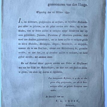 Resolutie stadsbestuur Gravenhage 12-10-1757