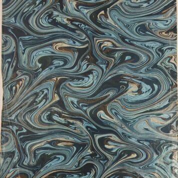 Blue marbled decorated paper 1801 Blauw gemarmerd sierpapier