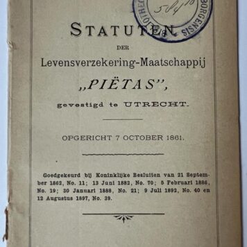 Statuten levensverzekering-maatschappij Pietas te Utrecht,