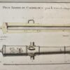 Antieke Tekening kanon Piece legere du calibre