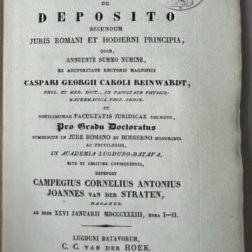 Dissertation Leiden legal 1833 Van der Straten