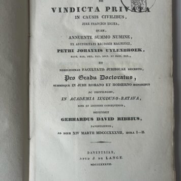 Dissertation Leiden legal 1837 Ribbius