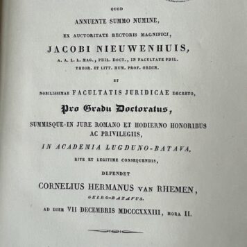 Dissertation Leiden legal 1833 Van Rhemen