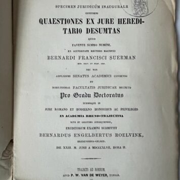Legal dissertation Utrecht 1847 Roelvink