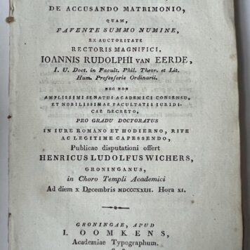 Henricus Ludolfus Wichers dissertatie 1823 Groningen