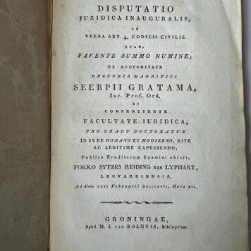 Legal dissertation Reiding van Lyphart 1817