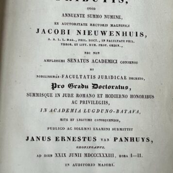 Legal dissertation van Panhuys 1833