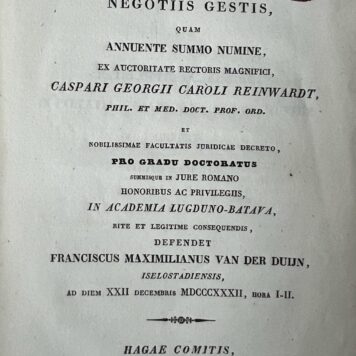 Legal dissertation Van der Duijn 1832