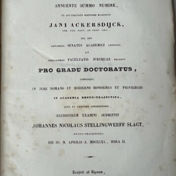 Legal dissertation Stellingwerff Slagt 1840