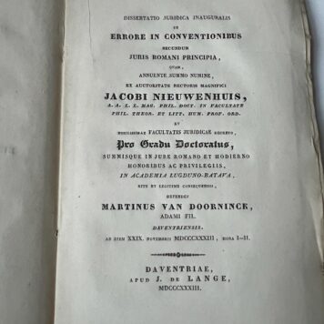 Legal dissertation Van Doorninck 1833