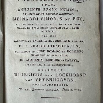 Legal dissertation Van Lockhorst van Vryenhoeven 1820