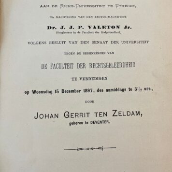 Dissertation stellingen 1897 van Zeldam