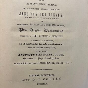 Dissertation legal 1842 Van Weel
