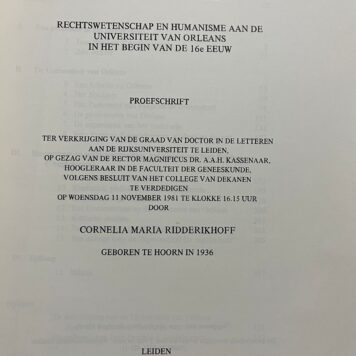 Dissertation Leiden Ridderikhoff 1981