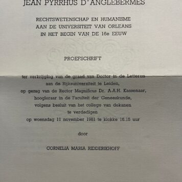 Dissertation Leiden Ridderikhoff 1981