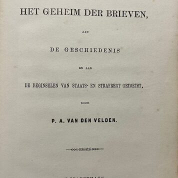 Dissertation 1859 Van der Velden Het geheim der brieven
