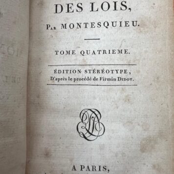 De l'esprit des Lois, par Montesquieu,