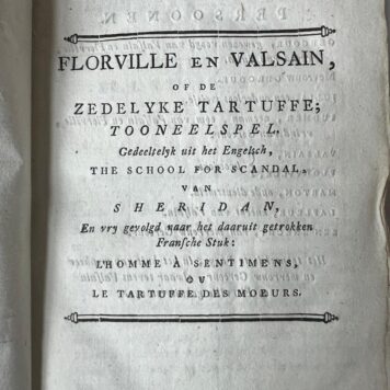 Florville en Valsain of De zedelyke Tartuff tooneelspel.
