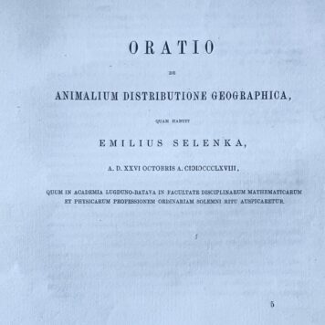 Oratio Oratie Emilius Selenka 1868