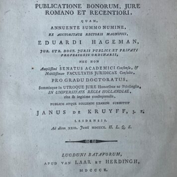 Dissertatie Leiden rechtsgeleerdheid 1810 Janus de Kruyff