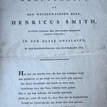 Grafschrift op Henricus Smith 1825