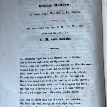 Willem Holtrop mr. van de A. Loge La Charité gedicht 1835