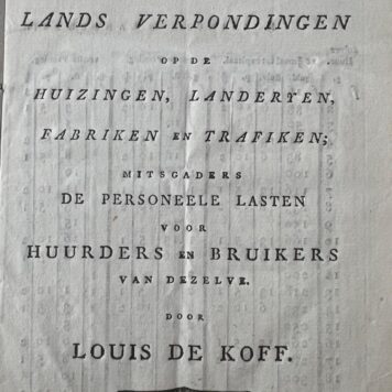 Tafel voor de lands verpondingen op de huizingen Utrecht Paddenburg 1806 belastingen