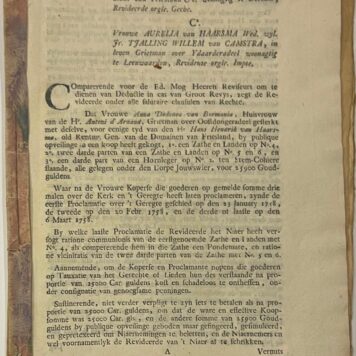 'Deductie in cas van Groot Revys voor Wilhelmus Bergsma