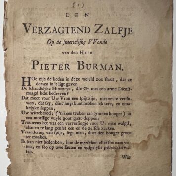 Een verzagtend zalfje op de smertelijke wonde van den heer Pieter Burman 1709