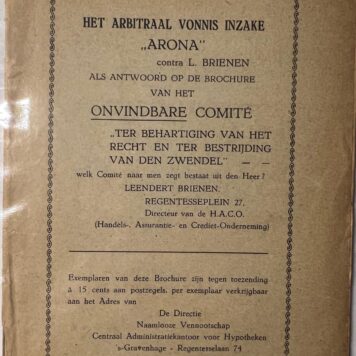 Het arbitraal vonnis inzake 'Arona' contra L. Brienen 1929