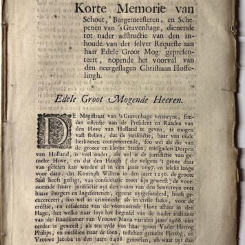 Korte memorie voorval neergeslagen Christiaan Hoffelingh 1721