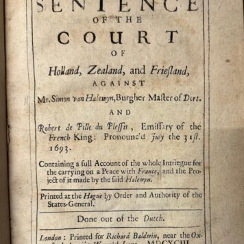 The sentence of the court of Holland, Zealand and Friesland, against mr. Simon van Halewyn