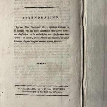 De gekortwiekte faam. 1825-1826. Universiteit Utrecht
