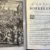 Burlesk gedicht in de vorm van een epos over kermisvierende boeren en boerinnen dat tot ver in de negentiende eeuw bijzonder populair was en dan ook vaak is herdrukt. Ook de talrijke navolgingen wijzen op een grote populariteit. Al in het jaar van verschijning werd de 'Boerekermis' met de grootste greetigheit en blakinge, in geen klein getal, begeert en verkocht, schrijft Rotgans' uitgever en vriend François Halma in het voorberecht bij de 'Poëzy' (1715). Volgens Strengholt bestaan er van de eerste uitgave uit 1708 twee drukken: in een niet als zodanig aangemerkte tweede druk is een aantal slordigheden weggewerkt. Buitendien is er in de oudste druk een ‘Zinhinderende Drukfeil’ - in regel 1204, waar boerekleren stond in plaats van boerekroezen - op de laatste bladzij verbeterd. In de tweede editie is die drukfout gecorrigeerd. Het hier aangeboden exemplaar behoort tot de oudste druk. De in zijn tijd hooggeprezen en veelgelezen Rotgans (Amsterdam 1653 - Breukelen 1710) leidde een ambteloos leven op zijn buitenplaats Kromwijk aan de Vecht bij Breukelen. Behalve dit uitstapje in het boertige genre heeft hij slechts serieuze poëzie geschreven in de daarbij horende parnas-taal, waaronder een echt epos over stadhouder-koning Willem III.