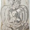Antique drawing A cupid within a decorative frame