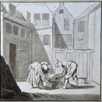 Antieke tekening schreuder onder supervisie van Ploos van Amstel