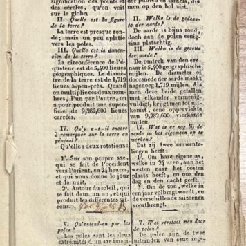 Schoolbook, 1826, Bilingual Edition | Éléments de Géographie, par Demandes et Réponses. Grondbeginselen der Aardrijkskunde, in Vragen en Antwoorden. Te Amsterdam, bij Schalekamp en van de Grampel, 1828, 84 pp.