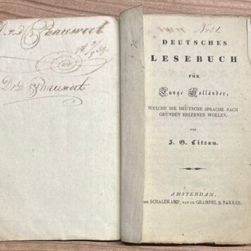 Schoolbook, 1831, German | Deutsches Lesebuch für Junge Holländer, welche die Deutsche Sprache nach Günden elernen wollen. Amsterdam, bei Schalekamp, van de Grampel,