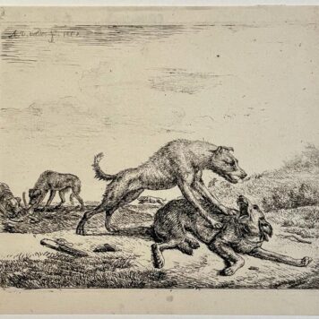 vechtende honden door Adriaen van de Velde