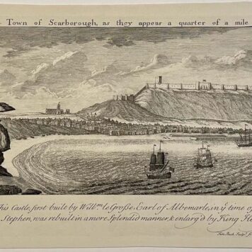 Antique print engraving The castle and town of Scarborough