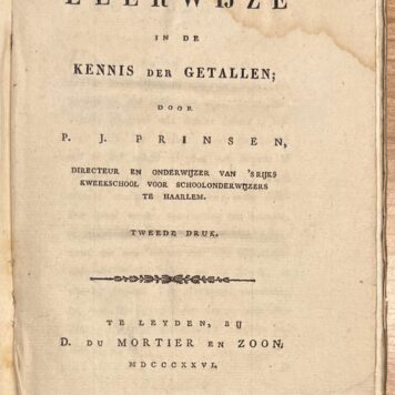 Schoolbook, 1826, Mathematics | Pestalozzi's Leerwijze in de Kennis der Getallen. Te Leyden, bij D. du Mortier en Zoon, 1826, 182 pp. With fold-out tables.