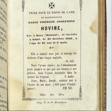 Religion, 1838, French | Visites au Saint Sacrement et a la Sainte Vierge, pour chaque jour du mois. (...) A Bruxelles, Lemaire, 1822, 252 pp.