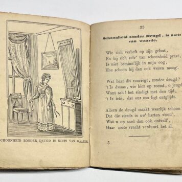 Children's Books, 1858, Education | Gedichtjes voor Zoete Kinderen. Met 12 Plaatjes. Derde druk. Te Groningen, H. Geertsema Jr., 1858, 80 pp.